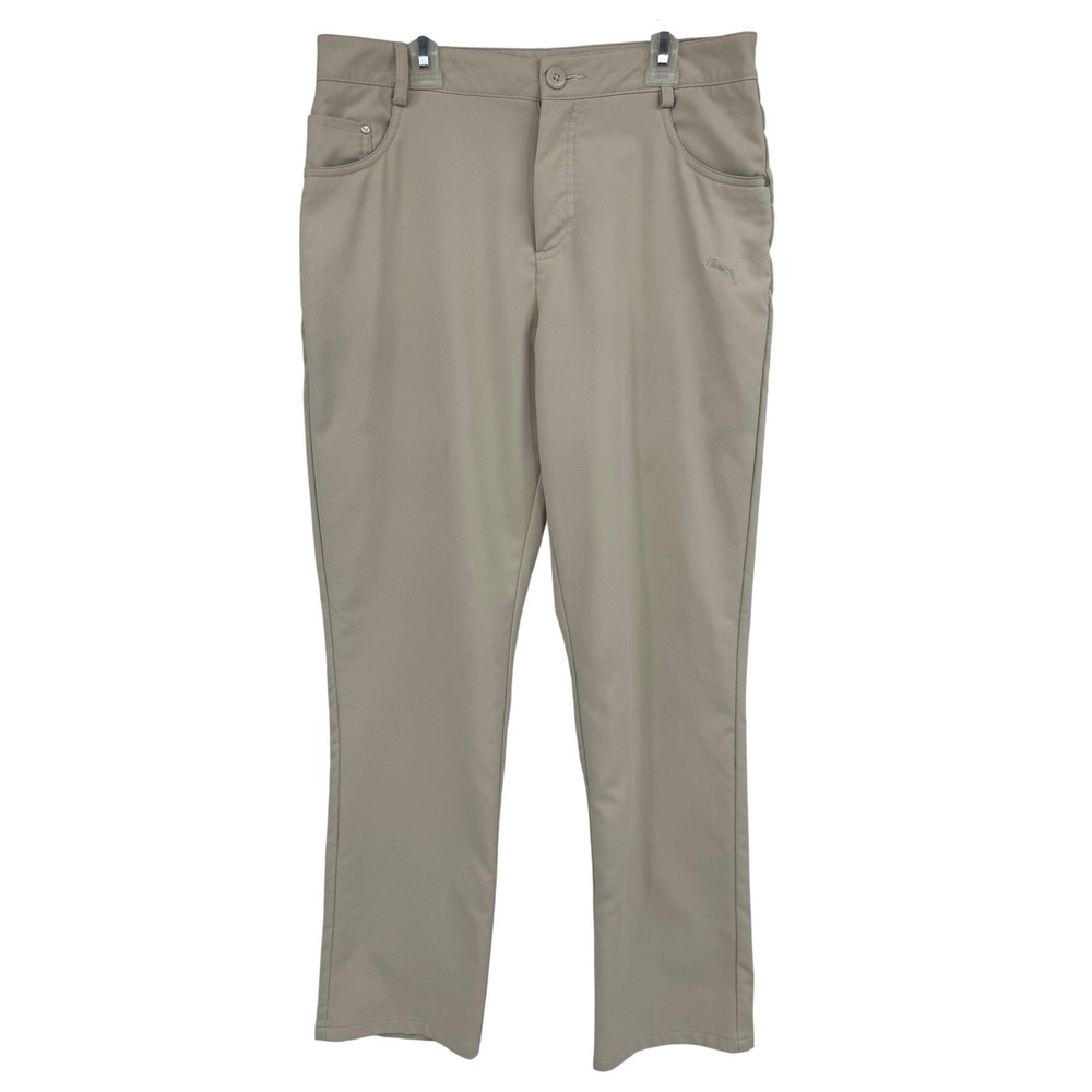 Puma Golf Pants Mens 30x28 Tan Beige Performance Textured Five Pocket Trousers